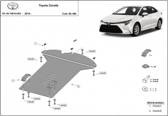 Piastra catalizzatore/cat lock di acciaio Toyota Corolla