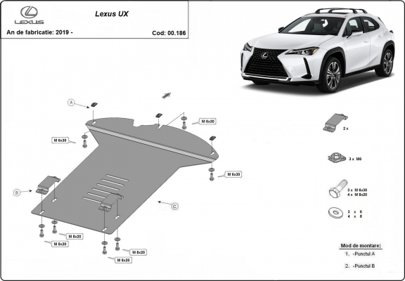 Piastra catalizzatore/cat lock di acciaio Lexus UX