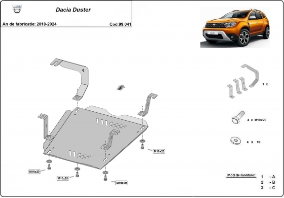 Protezione di acciaio per il serbatoio Dacia Duster