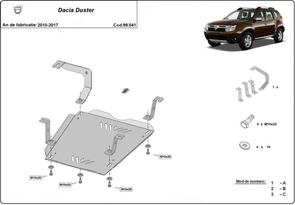 Protezione di acciaio per il serbatoio Dacia Duster