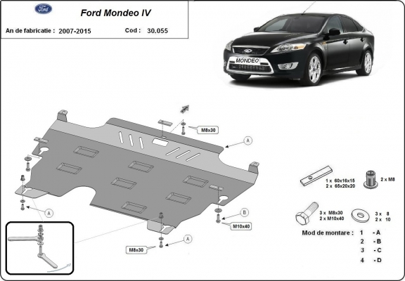 Piastra paramotore di acciaio Ford Mondeo 4