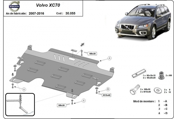 Piastra paramotore di acciaio Volvo XC70