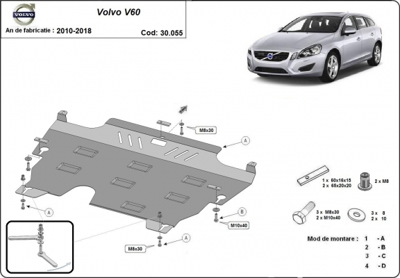 Piastra paramotore di acciaio Volvo  V60