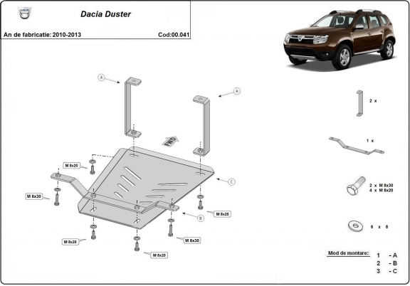 Protezione di acciaio per il differenziale  Dacia Duster