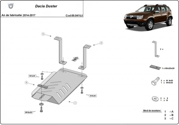 Protezione di acciaio per il differenziale  Dacia Duster 4x4