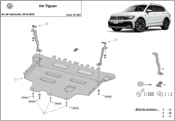 Piastra paramotore di acciaio VW Tiguan
