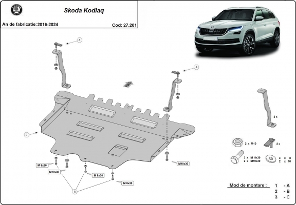 Piastra paramotore di acciaio Skoda Kodiaq