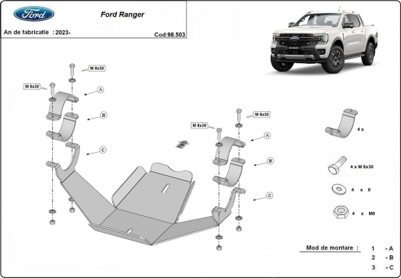 Protezione di acciaio per il differenziale  Ford Ranger
