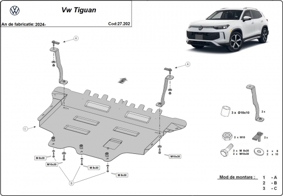 Piastra paramotore di acciaio VW Tiguan