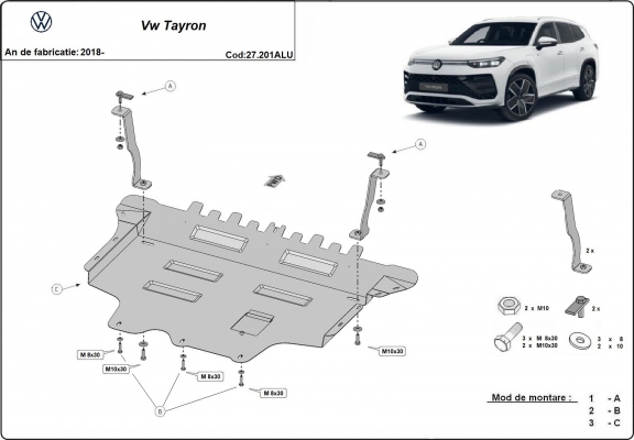 Piastra paramotore di alluminio VW Tayron