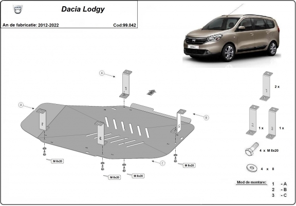 Protezione di acciaio per il serbatoio Dacia Lodgy