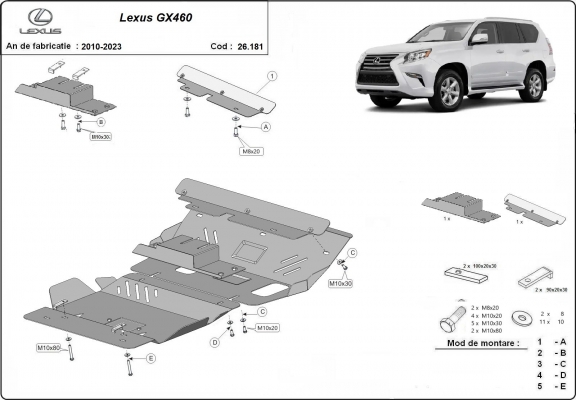 Piastra paramotore di acciaio Lexus GX460