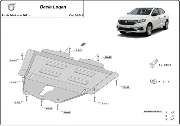 Piastra paramotore di acciaio Dacia Logan