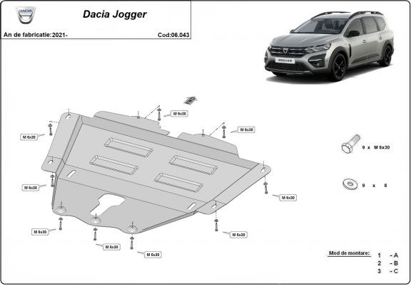 Piastra paramotore di acciaio Dacia Jogger
