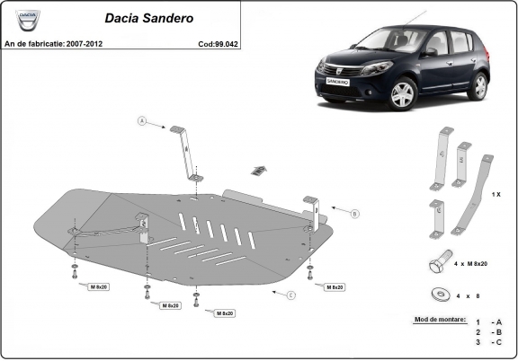 Protezione di acciaio per il serbatoio Dacia Sandero