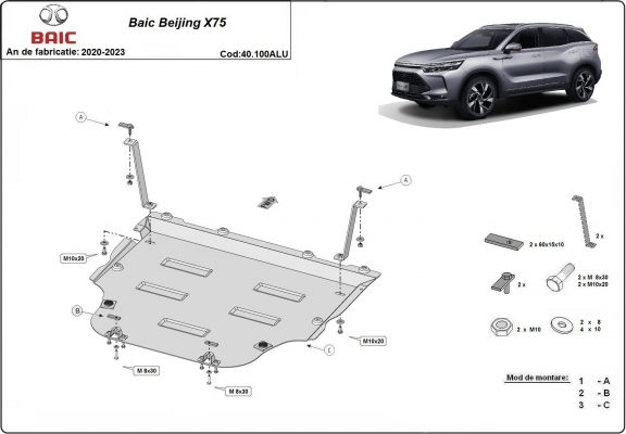 Piastra paramotore di alluminio BAIC Beijing X75
