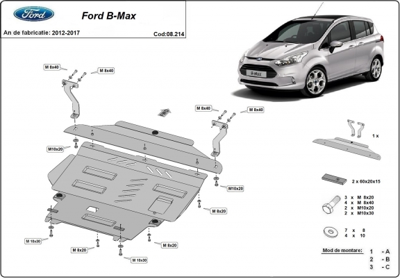 Piastra paramotore di acciaio Ford B-Max
