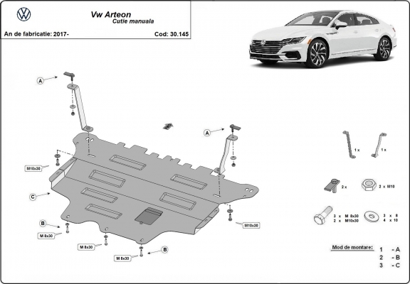 Piastra paramotore di acciaio VW Arteon  - cambio manuale