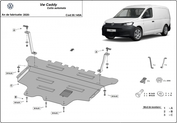 Piastra paramotore di acciaio VW Caddy-  cambio automatico