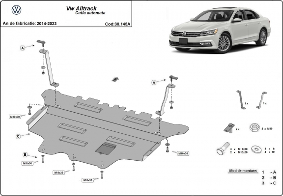 Piastra paramotore di acciaio VW Passat Alltrack - cambio automatico