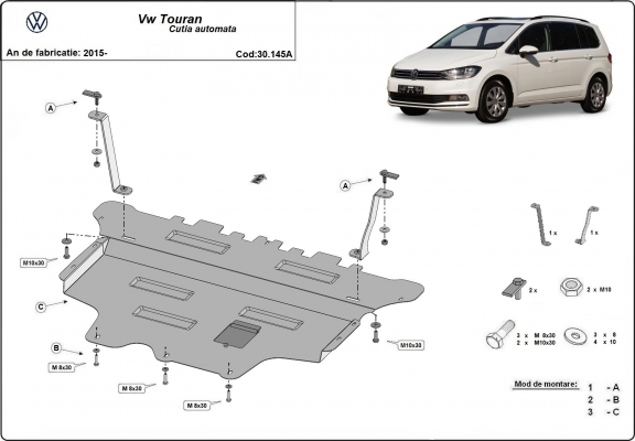 Piastra paramotore di acciaio VW Touran - cambio automatico