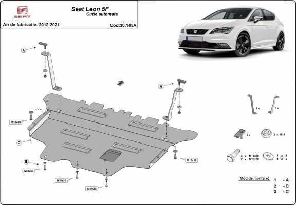 Piastra paramotore di acciaio Seat Leon Mk3 - Cambio automatico