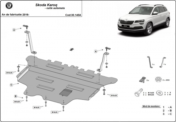 Piastra paramotore di acciaio Skoda Karoq - cambio automatico