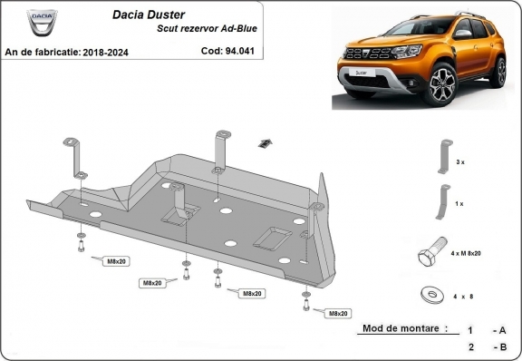 Protezione di acciaio per il AdBlue Dacia Duster