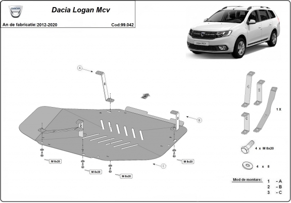 Protezione di acciaio per il serbatoio Dacia Logan II