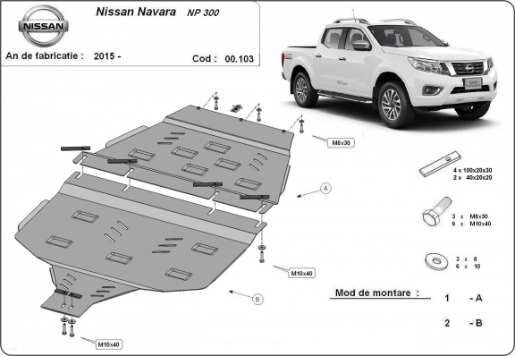 Protezione di acciaio per il cambio Nissan Navara NP300 - D23