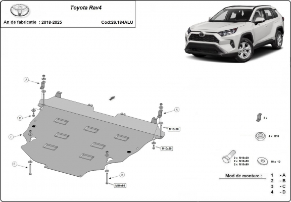 Piastra paramotore di alluminio Toyota RAV4
