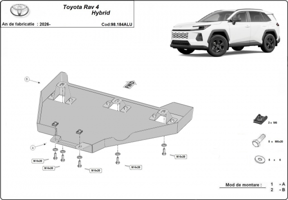 Protezione di alluminio per il differenziale  Toyota Rav4