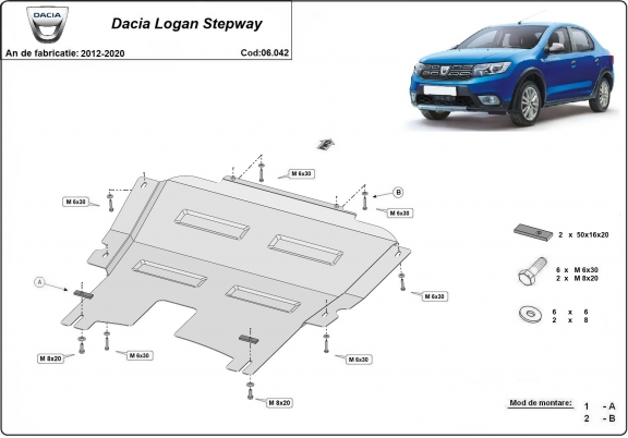 Piastra paramotore di acciaio Dacia Logan Stepway