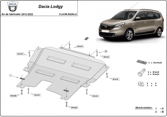Piastra paramotore di alluminio DACIA LODGY