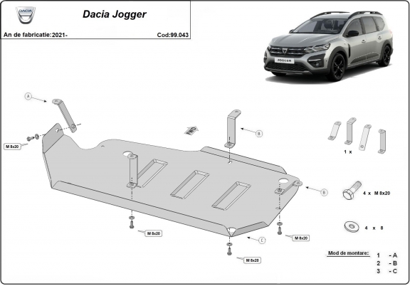 Protezione di acciaio per il serbatoio Dacia Jogger