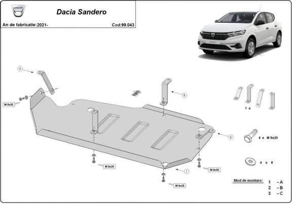 Protezione di acciaio per il serbatoio Dacia Sandero