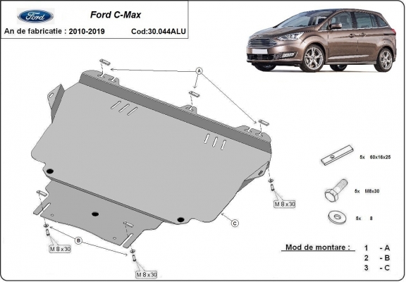 Piastra paramotore di Alluminio Ford C-max