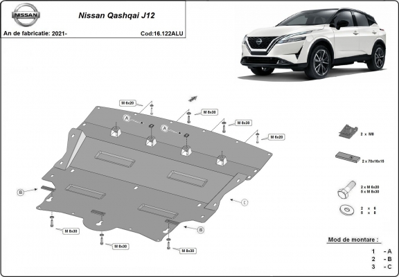 Piastra paramotore di Alluminio Nissan Qashqai J12