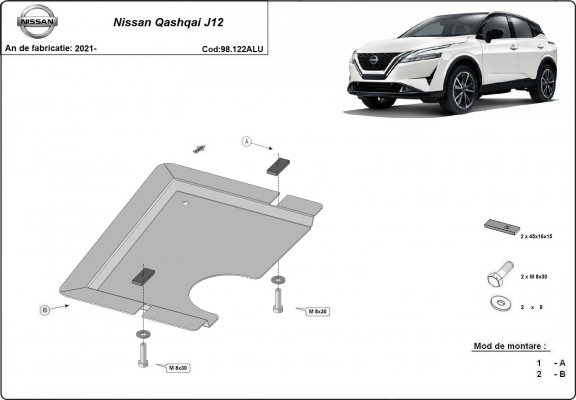 Protezione di alluminio per il differenziale  Nissan Qashqai