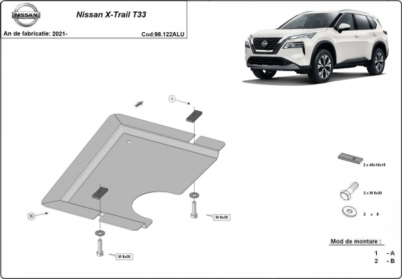Protezione di alluminio per il differenziale  Nissan X-Trail T33