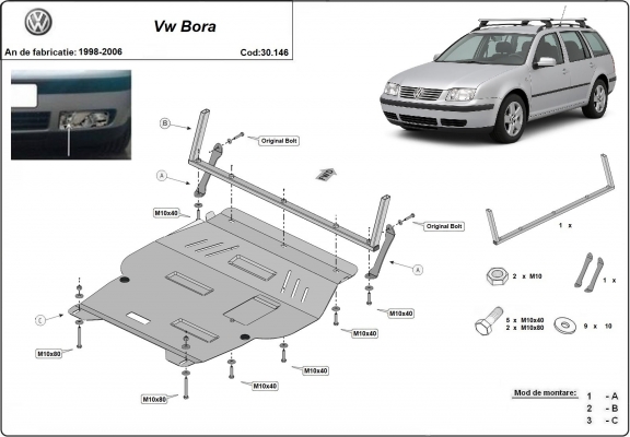Piastra paramotore di acciaio VW Bora