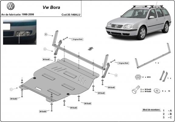 Piastra paramotore di alluminio Volkswagen Bora