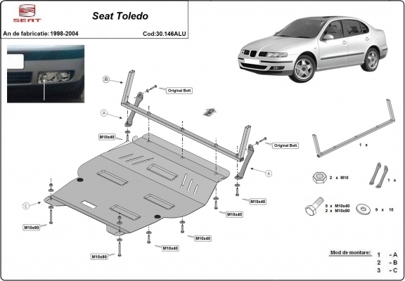 Piastra paramotore di alluminio Seat Toledo