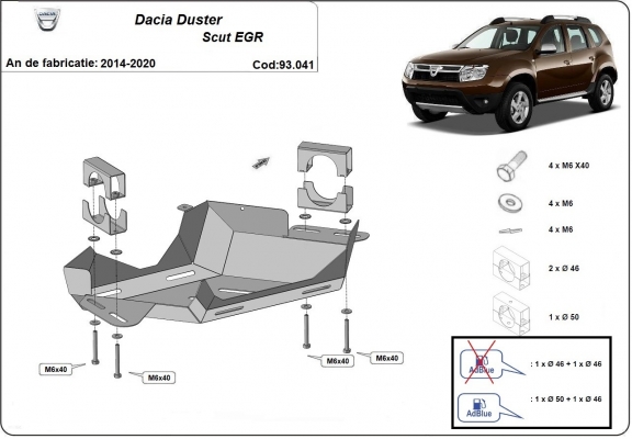 Protezione di acciaio per Valvola EGR Dacia Duster