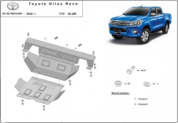 Piastra paramotore di acciaio Toyota Hilux Revo