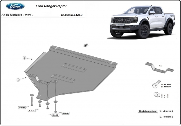 Protezione di alluminio  per il cambio Ford Ranger Raptor