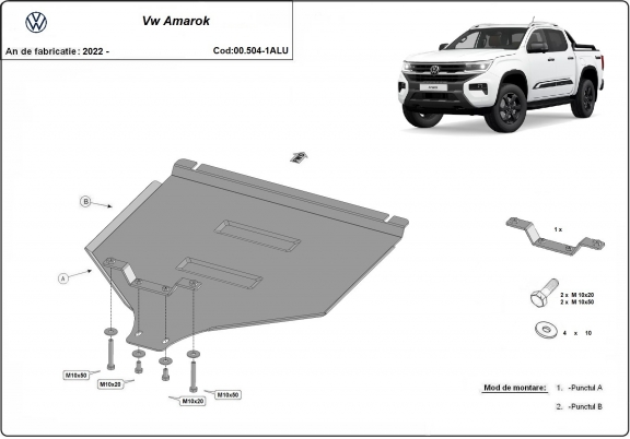 Protezione di alluminio  per il cambio Volkswagen Amarok