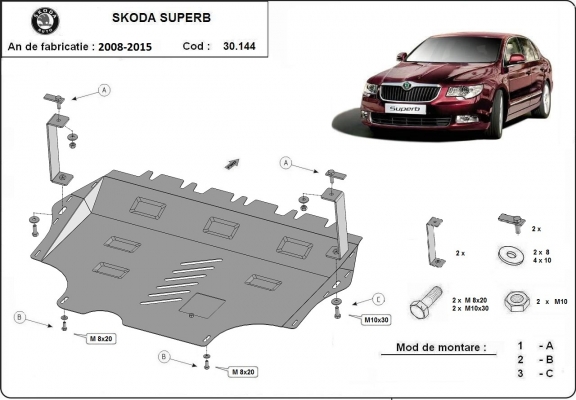 Piastra paramotore di acciaio Skoda Superb