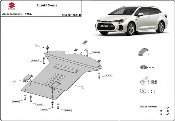Protezione / blocco catalizzatore in alluminio per Suzuki Swace