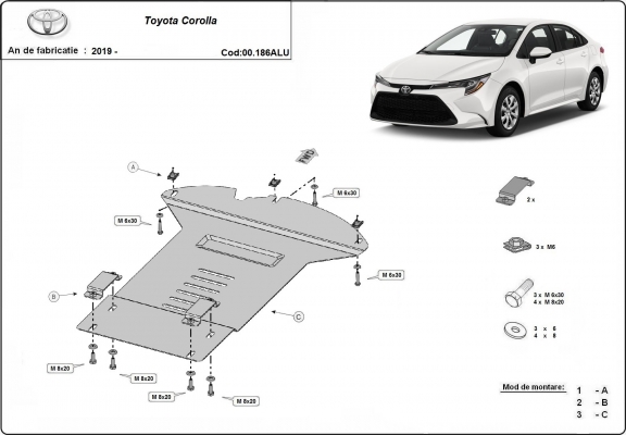 Protezione / blocco catalizzatore in alluminio per Toyota Corolla